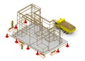 Building construction work. Work at a construction site. Big truck. isometric Royalty Free Stock Photo