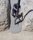 building construction worker pouring cement Royalty Free Stock Photo