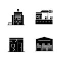 Building constructions black glyph icons set on white space Royalty Free Stock Photo