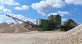 Building and conveyor system in a gravel pit - open-cast mine for sand and gravel Royalty Free Stock Photo