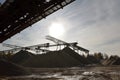 Building and conveyor system in a gravel pit - open-cast mine for sand and gravel Royalty Free Stock Photo