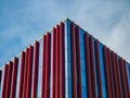 Building corner. Modern architecture. Blue sky on the background.