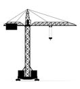 Building crane silhouette outline vector illustration Royalty Free Stock Photo