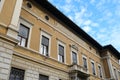 Building of the Credito Varesino bank and the historic center of Busto Arsizio