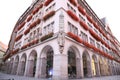 Building decorated by flowers. Munich. Germany.