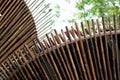 Building with decorative structure made of bamboo canes