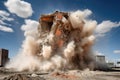 Building demolition by controlled implosion.