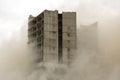 Building demolition by controlled implosion Royalty Free Stock Photo
