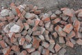 Building demolition demolished ruin stone and bricks rubble debris pieces