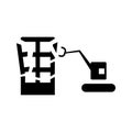Building, demolition, dismantling icon. Black vector graphics Royalty Free Stock Photo