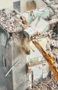 Building demolition in progress, view from above Royalty Free Stock Photo