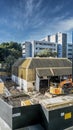 Building demolition site with a tractor beside Royalty Free Stock Photo