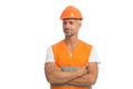 Building design. Design architect. Design future. Mature man in helmet. Works at building site. Builder in protective