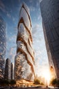 building design of a network of interconnected shapes inspired by the structure of spider silk