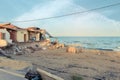 Beachfront house destroyed by heavy storm surge Royalty Free Stock Photo