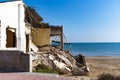 Building destroyed after storm in the beach Royalty Free Stock Photo