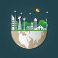 Building Ecology.Green cities help the world with eco-friendly concept ideas. illustration