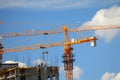 Building with elevating cranes Royalty Free Stock Photo