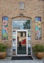 Building entrance decorated with mosaics, Berkeley Springs, WV