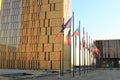 The European Court of Justice in Luxembourg and row of flags Royalty Free Stock Photo