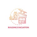 Building evacuation red gradient concept icon