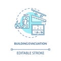 Building evacuation turquoise concept icon