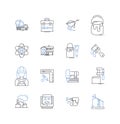 Building experts line icons collection. Architecture, Engineering, Construction, Renovation, Design, Planning