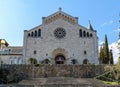 Front view of cathedral in Opatija, Croatia on sunny day.