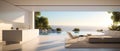 Kitchenroom and ocean view in sunrise or sunset by generate AI.