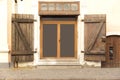 Building exterior, old building door. Old town Riga, Latvia