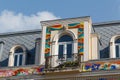 Building facade adorned with mosaic patterns