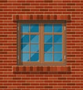 Building facade. Classic window in brick wall.