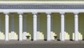 Building facade with columns. rhythm in architecture. decorative details in the Soviet style