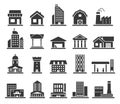 Building facade construction and town home icon set