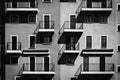 Building facade doors, windows and shadows