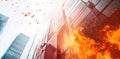 Building Faces Inferno Reflecting Sky and City Flames Concept Theme Royalty Free Stock Photo
