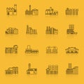 Building Factory Outline Icon Set