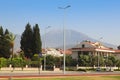 Building in Fethie city against the background of the mountain Royalty Free Stock Photo