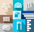 Building, finishing materials, repair, flat illustration, icons.