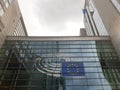 Building with the flag of the European Union in Brussels, the capital of Belgium