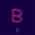 Building flat logo. B letter. Pink and violet B emblem for building business on dark background.