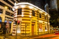 Night view of Fringe club in Hong Kong. Royalty Free Stock Photo