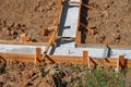 A building foundation with wooden formwork Royalty Free Stock Photo