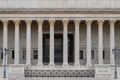 Building front of a public law court in Lyon, France, with a neoclassical colonnade corinthian columns Royalty Free Stock Photo