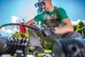 Building Garden Watering System Royalty Free Stock Photo