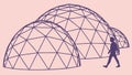 Building Geodesic Domes: Future Architectural Construction, vector design Generative AI Royalty Free Stock Photo