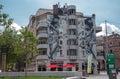 Building with giant dancing women painting, Amsterdam, Netherlands