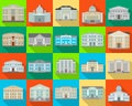 Building of government vector flat set icon. Isolated flat set icon architecture. Vector illustration building of