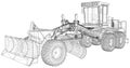 Building Grader Isolated. 3D rendering. Wire-frame. The layers of visible and invisible lines are separated. EPS10