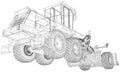 Building Grader Isolated. 3D rendering. Wire-frame. The layers of visible and invisible lines are separated. EPS10